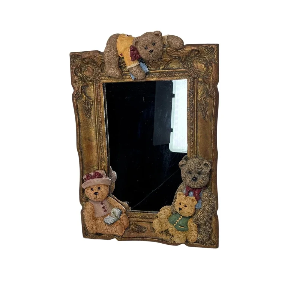 Vintage‎ 1996 Figi Graphics Bear Friends Resin Mirror Tabletop Wall Decor NWT
